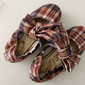 Plaid Bow girls flat shoes